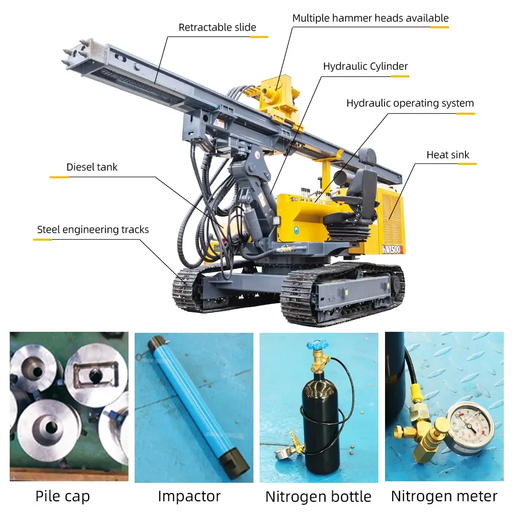 HENGWANG solar Pile Foundation Drilling Machine helical hydraulic static pile driver pile drilling rig machine