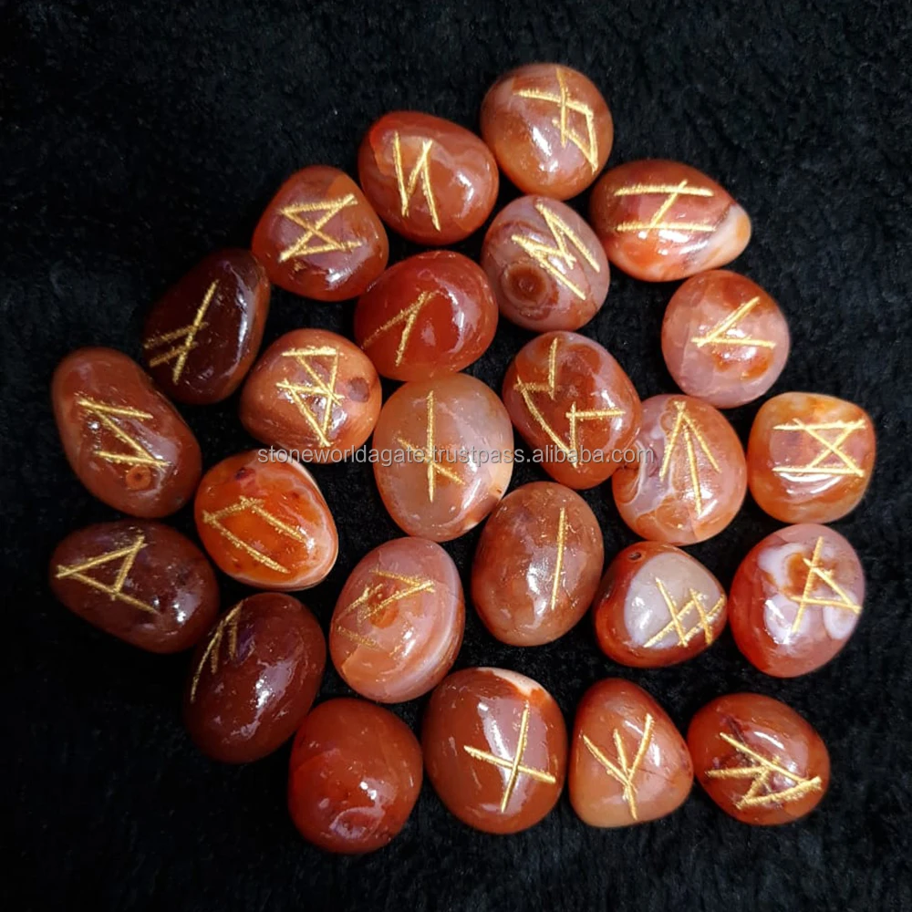 Carnelian Rune Set Wholesale Carnelian Tumbled Stone Rune Set Engraved Tumbled Rune Set For Reiki & Chakra Balancing