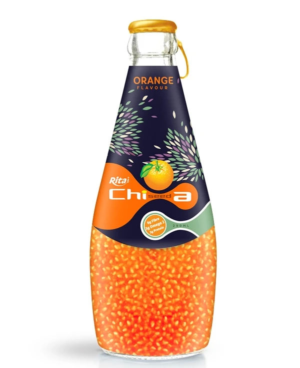 Rita 290ml Glass Bottle Private Label Mixed Fruit Flavor Sweet Tropical Chia Seed Drink