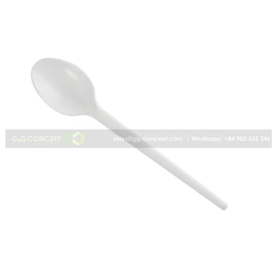 Set 50 Pcs Long Opaque White Plastic Spoon 15cm Disposable Healthy Tableware Spoons Cheapest Price High Quality Bulk