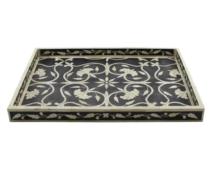 Tray Ramadan Japanese-Style Round Plate Solid Bone Inlay Fruit Bread Tray For Home Use For Tea Cake Fruit Woven