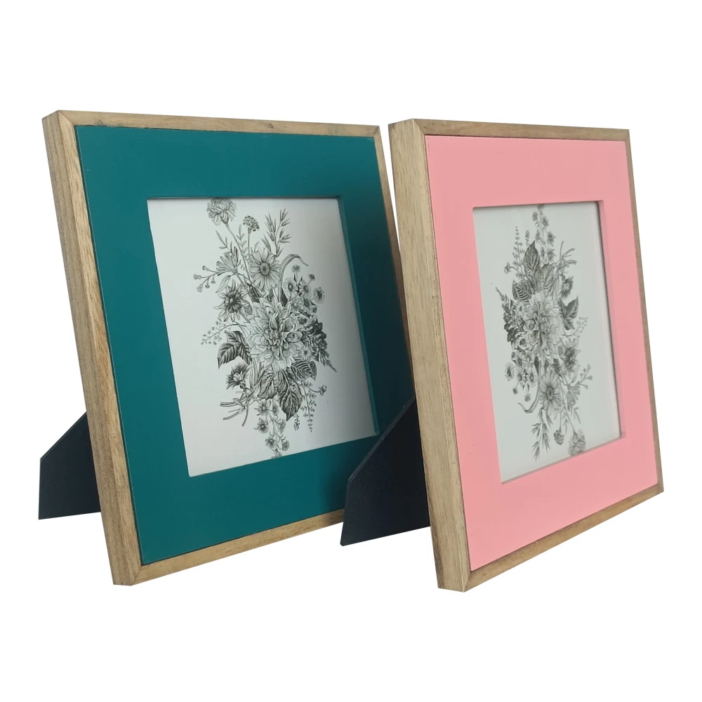 Factory custom 8X8 color phase frame with mat with 8X8 black square photo frame solid wood plastic panel desktop or wall.