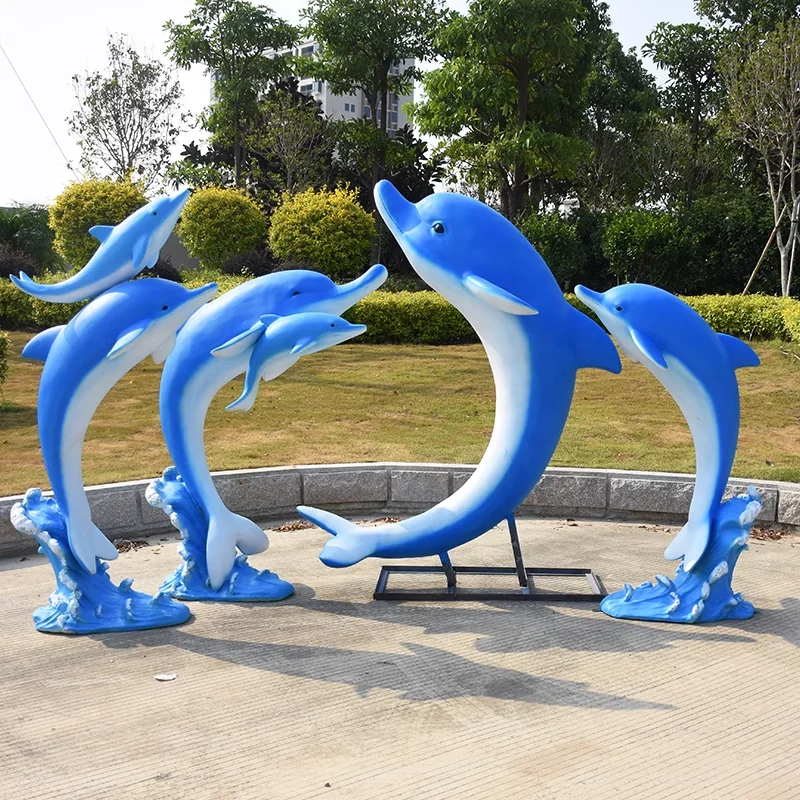 Seafood Props Decoration Realistic Dolphin Model Marine Animal Sculpture Life Size Garden Statue For Sale