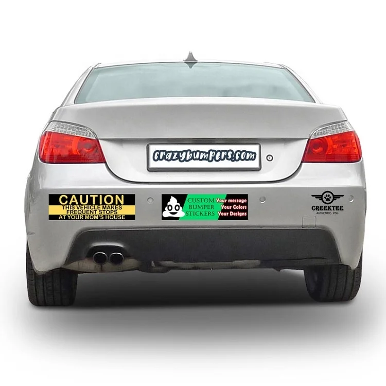 Изготовленный на заказ Высокое качество пользовательских бамперов забавные Стикеры для автомобилей с 25-летним опытом и прошедший сертификацию по стандартам ISO