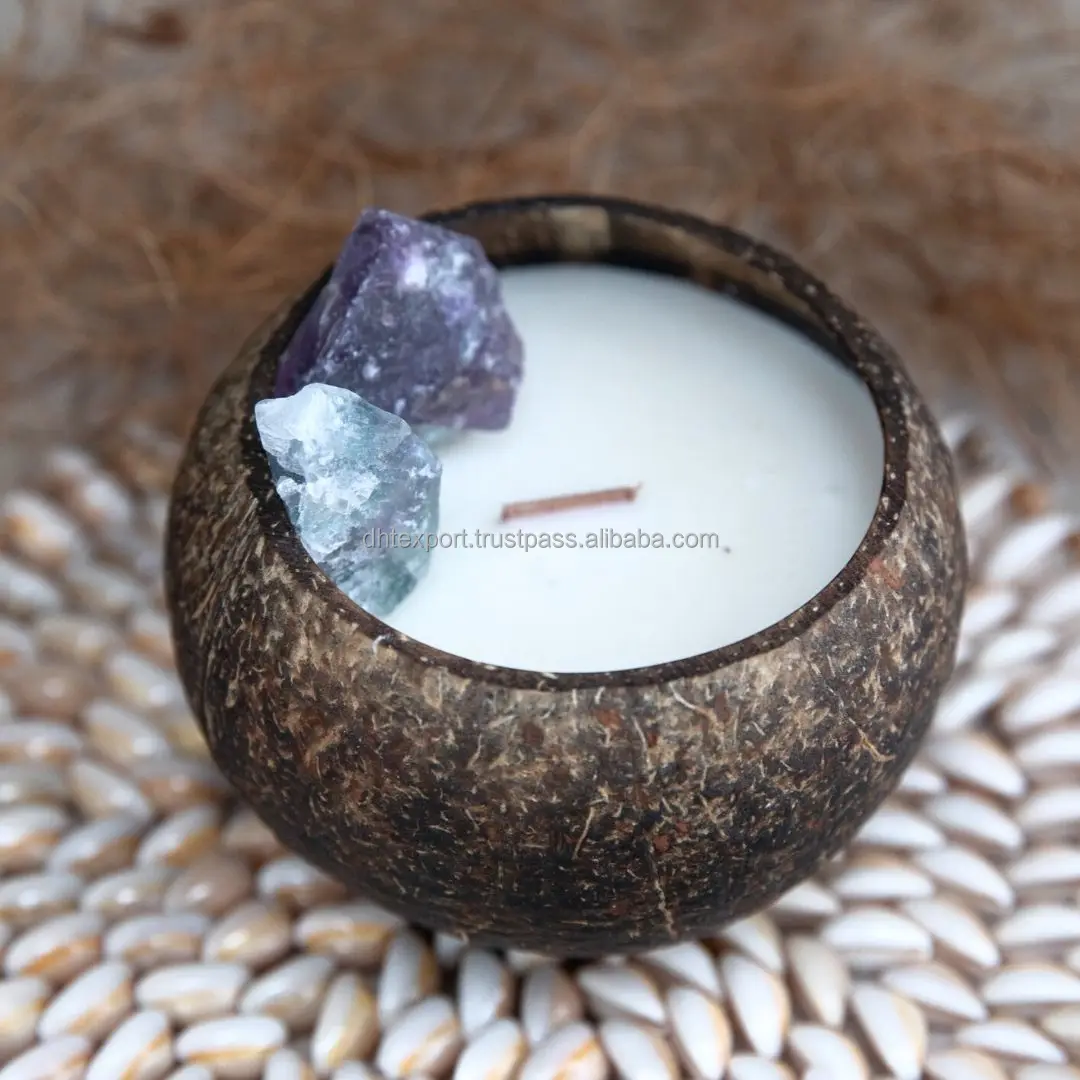 High quality set soy wax scented candles coconut/candle holder coconut /Coconut candle with Palm wax candle coconut shell