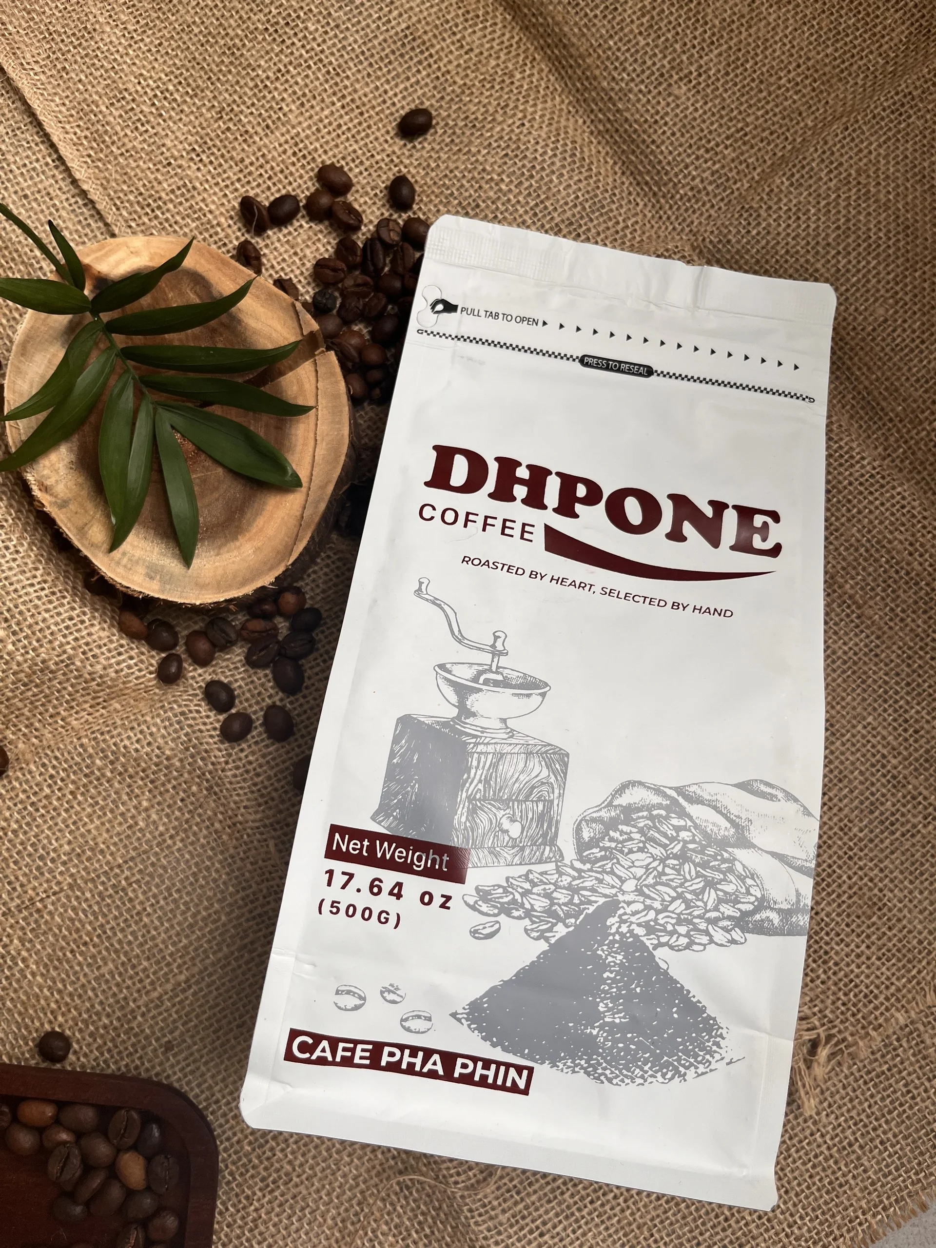 DHPONE Premium 500g Blend Arabica-Robusta Roasted Coffee Beans One-Way Degassing Valve Packaged Paper Bag Coffee Connoisseurs