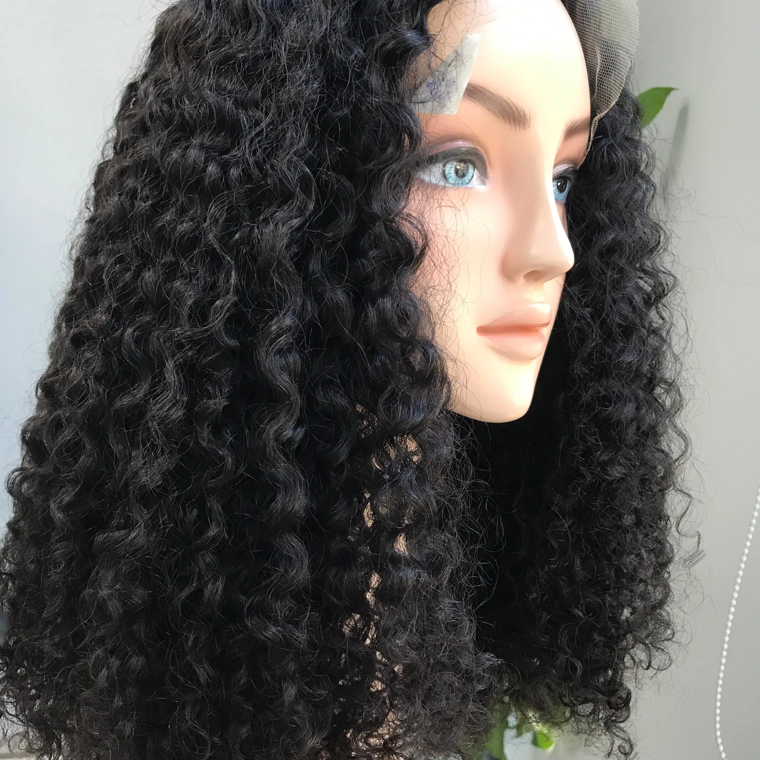 Natural Color Burmese Curly Raw Human Hair Extensions Virgin Hair Vietnam Curly Hair Lace Front Wig Super Double Drawn