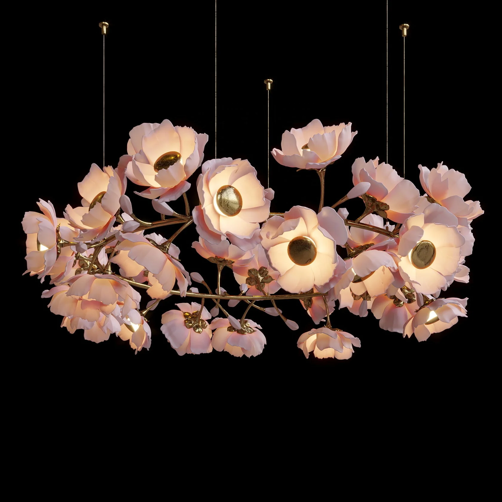 Zhongshan Booming Floral Art Deco Chandelier Ceramic branches flowers Chandelier Light for Wedding Villa Shops Stores