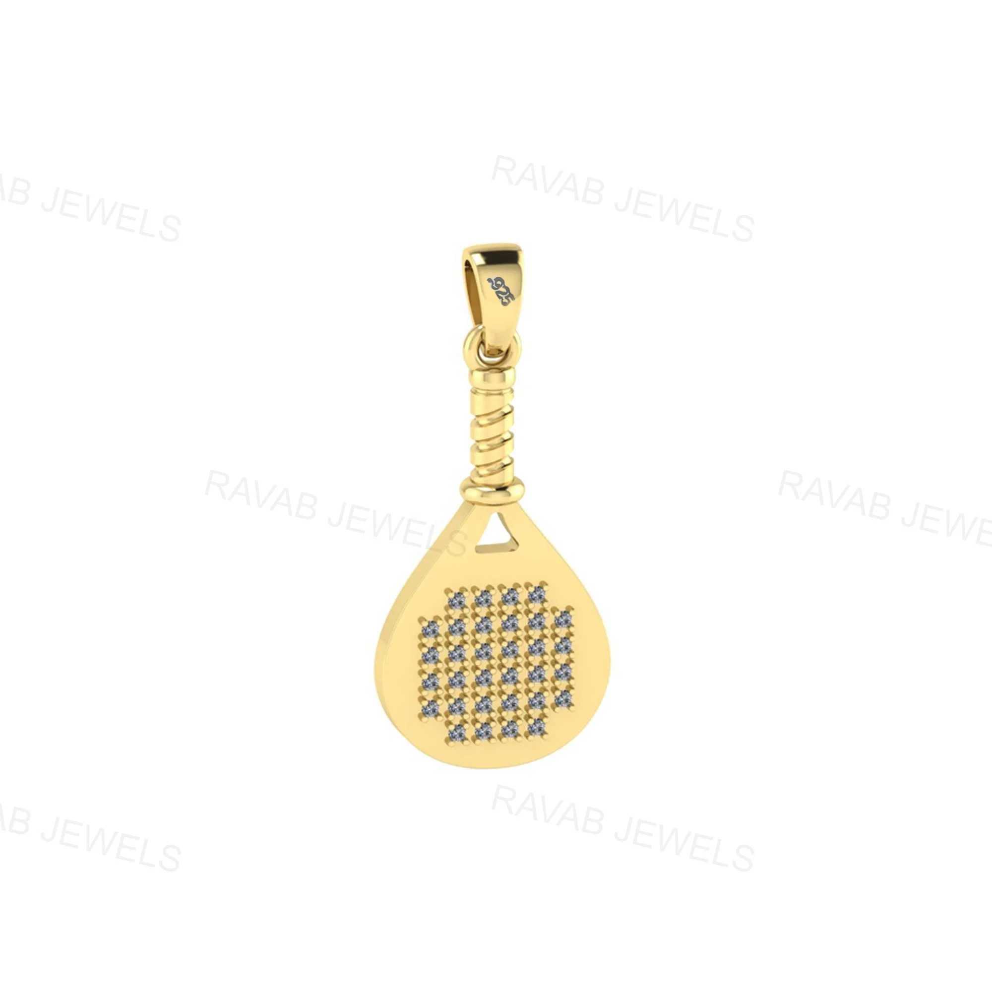 2024 Good Quality Men Women 925 Sterling Silver Tennis Paddle Racket 34x14mm Fine Pendants Charms Manufactured Exported Factory