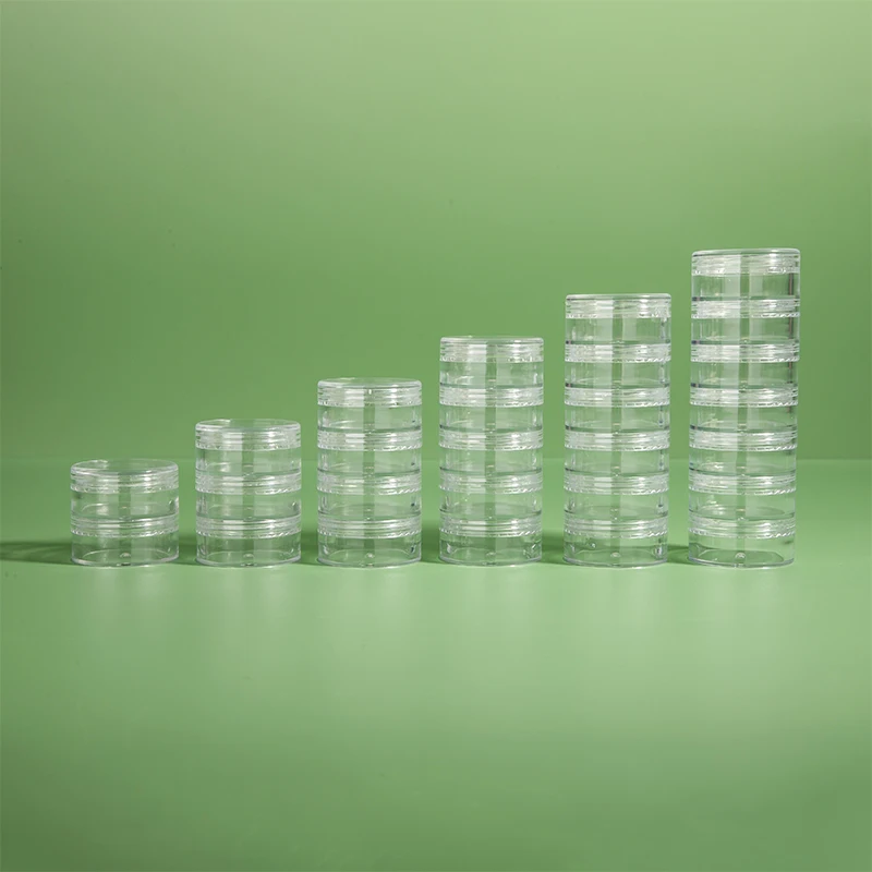 Высококачественная складная пластиковая банка с блестками для пудры 10 г 10 мл 5 мл 5 г стек пластиковая Косметическая банка с 5-слойной винтовой крышкой