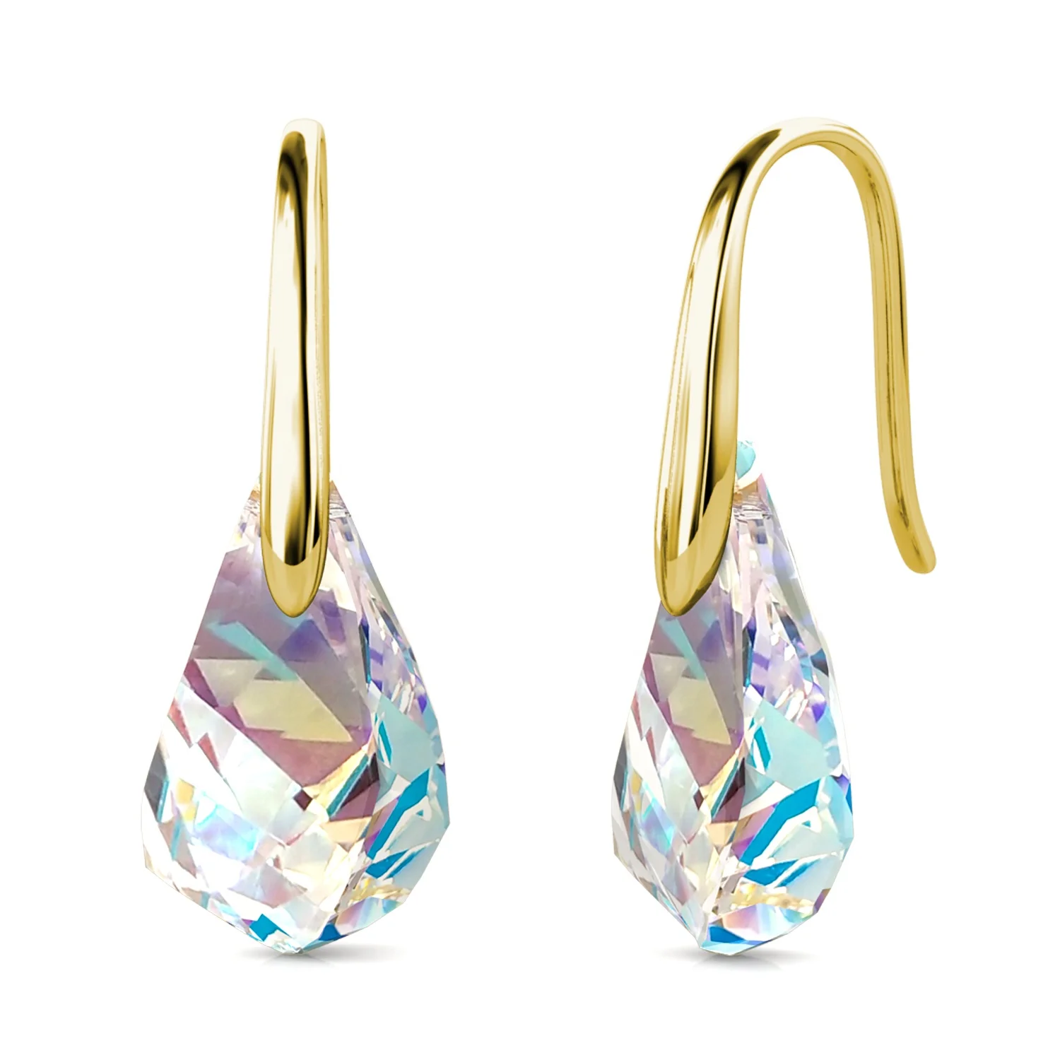 Hypoallergenic S925 Gold Plated Dangle Drop Irregular Shaped Raw Rhinestone Crystal Hook Earrings For Women Destiny Jewellery