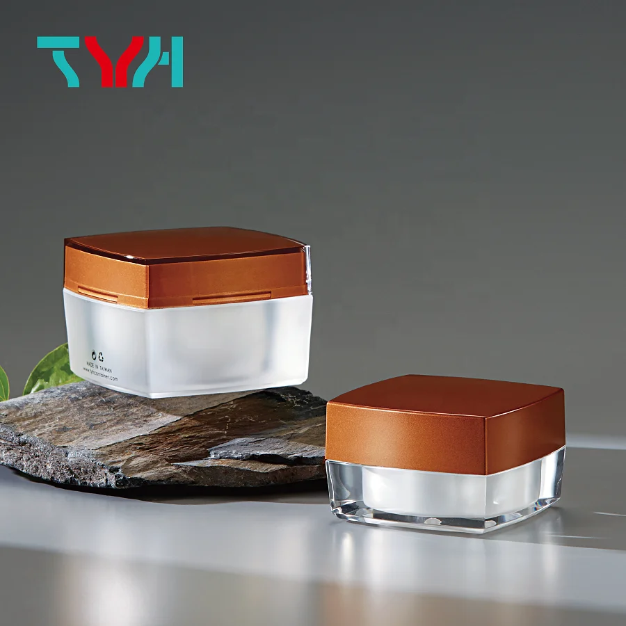 15ml 20ml 25ml 30ml 50ml 60ml PMMA Acrylic Luxury Square Arched Double Wall Plastic Cream Jar For Personal Care (FR Series)