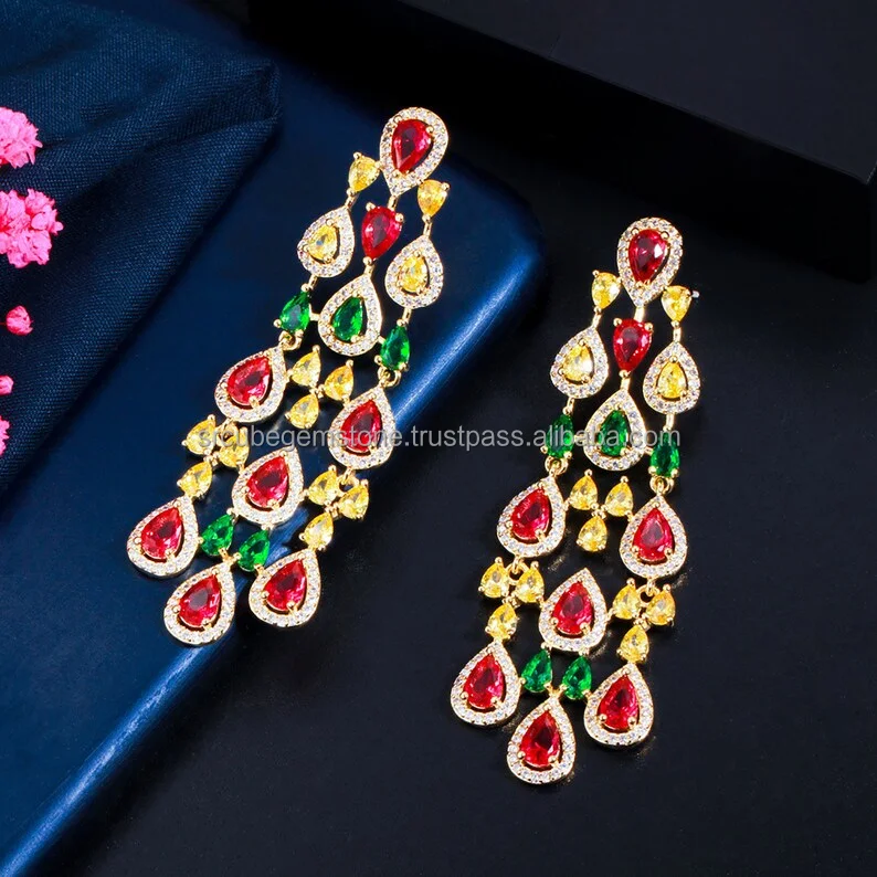 14k Gold Moissanite Chandelier Earrings for Women Dainty Pave Moissanite Dangle Drop Earrings Gift For Her