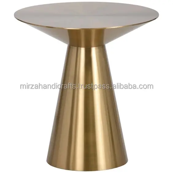 Luxury Furniture Modern Marble End Table Gold White Handcrafted made of real marble and a brushed gold base