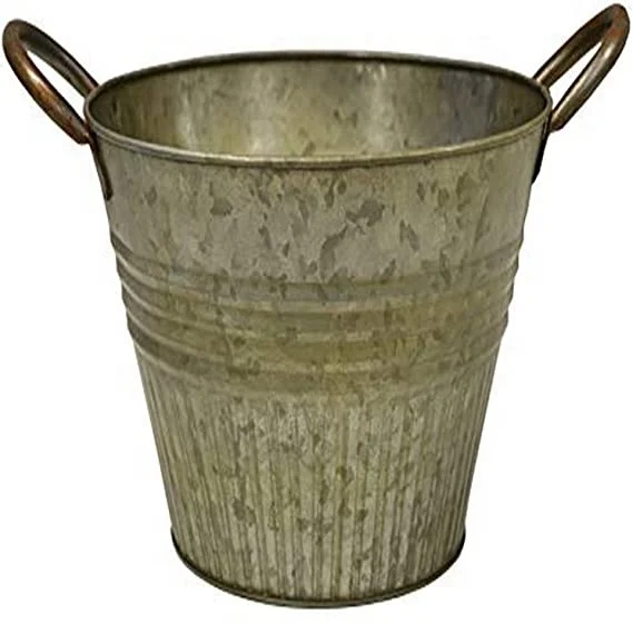 Garden flower pots and planters Round Tub Aged Nickel for enhance yours garden decorations Customizable