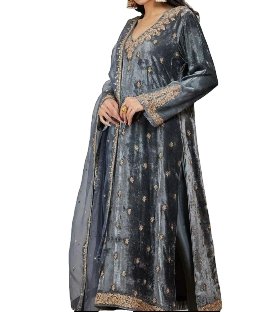 New designer festival wear satin silk shalwat suits velvet luxury collection Latest customize Indian Pakistani salwar suits