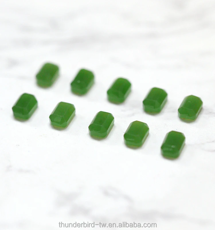 DIY jewelry making  Factory wholesale Real Loose Gemstone Top quality faceted emerald cut natural green nephrite jade