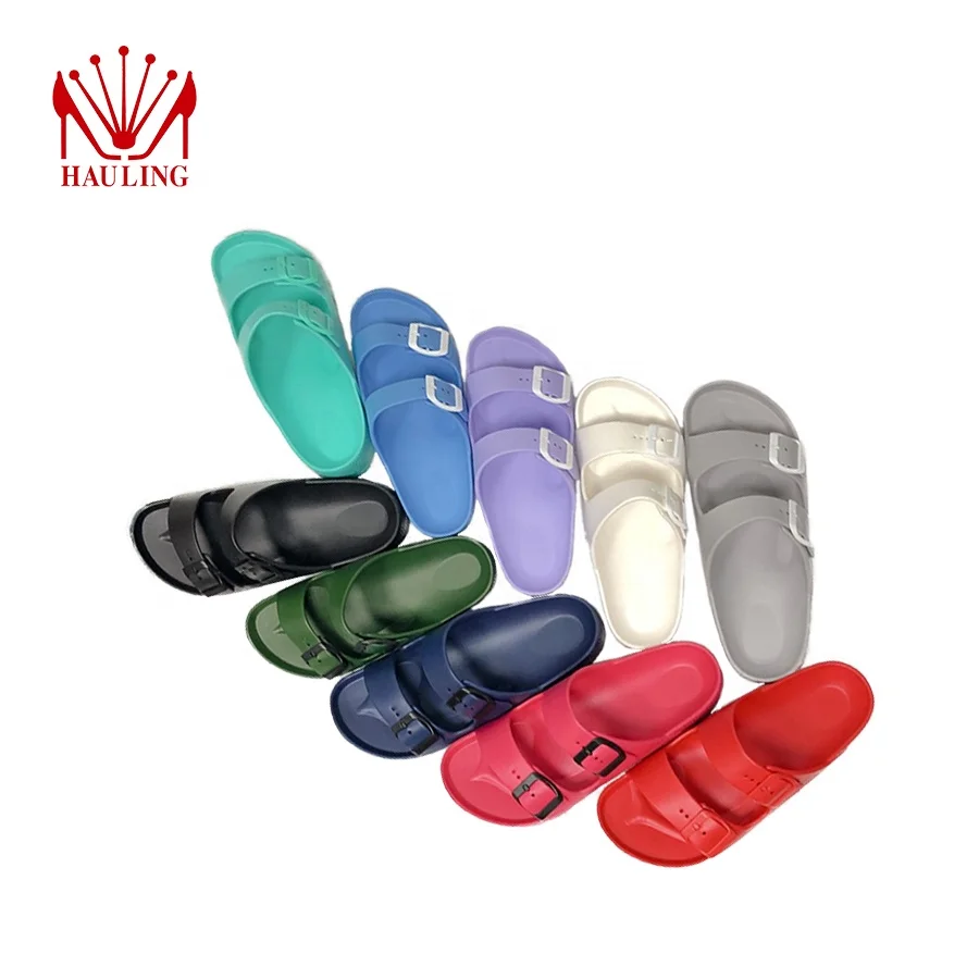 Designer Double Buckle Slippers Adjustable Buckle Two Strap Sandals Slide Eva Customization Printed Sandals For Men