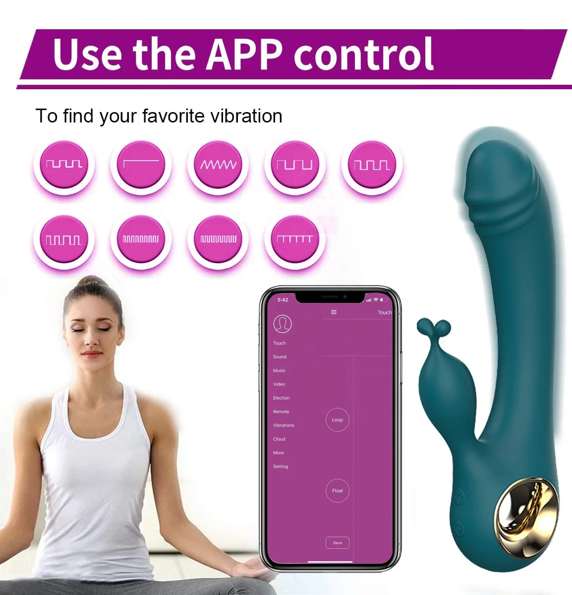 Sex Product Smart Rechargable App Controlled Double Rabbit