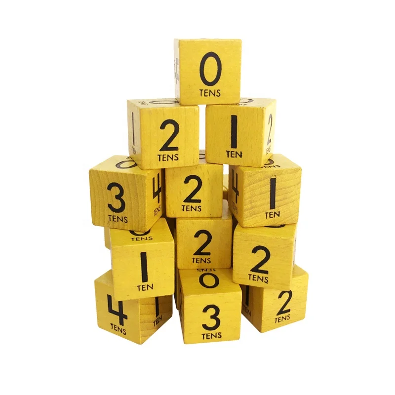 25mm Yellow Wooden Dice with Black Numbers 0-5 - Educational Game Toy