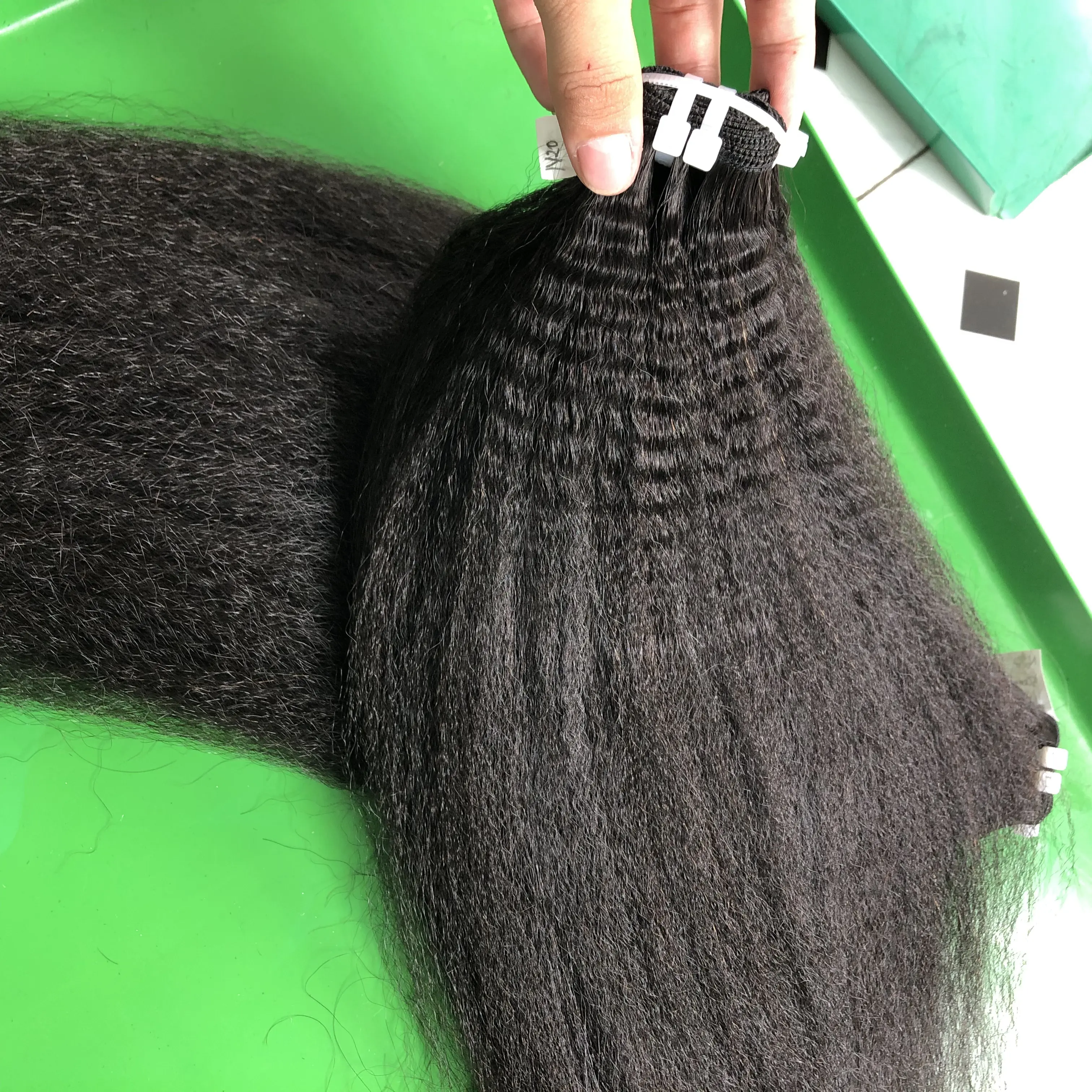 Kinky Straight Virgin Brazilian Hair Weave 100% Human Hair Genius Weft Remy Yaki Hair Extensions Kinky Straight Wholesale Price