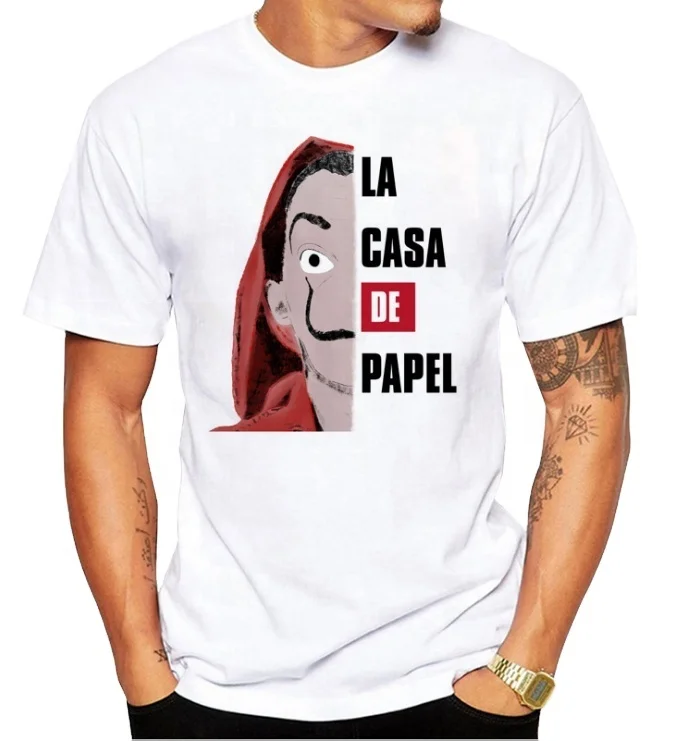 Wholesale T shirt men Funny Design La Casa De Papel Money Heist Tees TV Series Tshirts Men Short Sleeve House of Paper T-Shirt