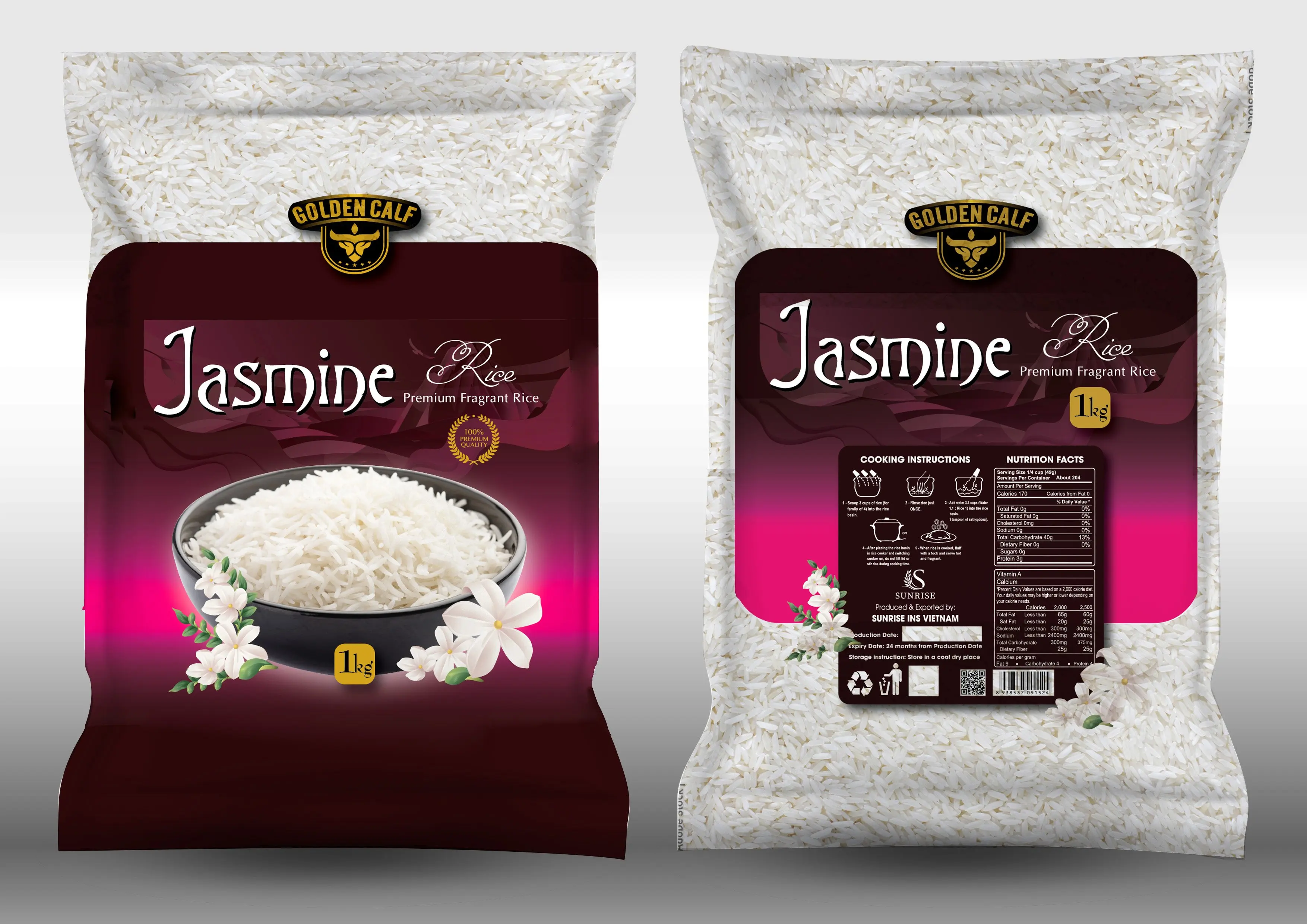 Long rice Jasmine rice Vietnam 10kg 25 kg 50kg pp bags for rice