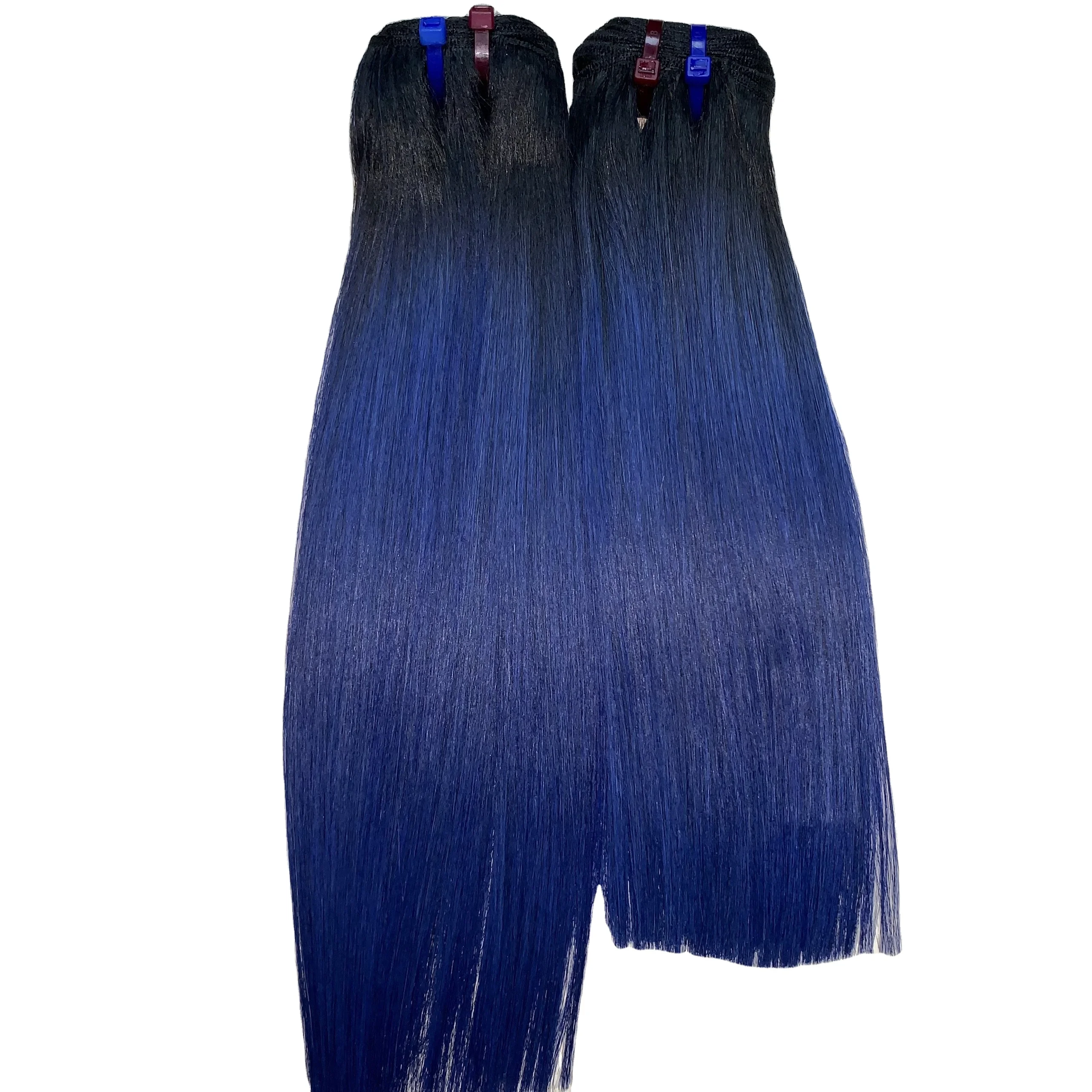 Супер Гладкие Омбре синие кости прямые удлинители волос и парики пучки необработанные волосы новое поступление