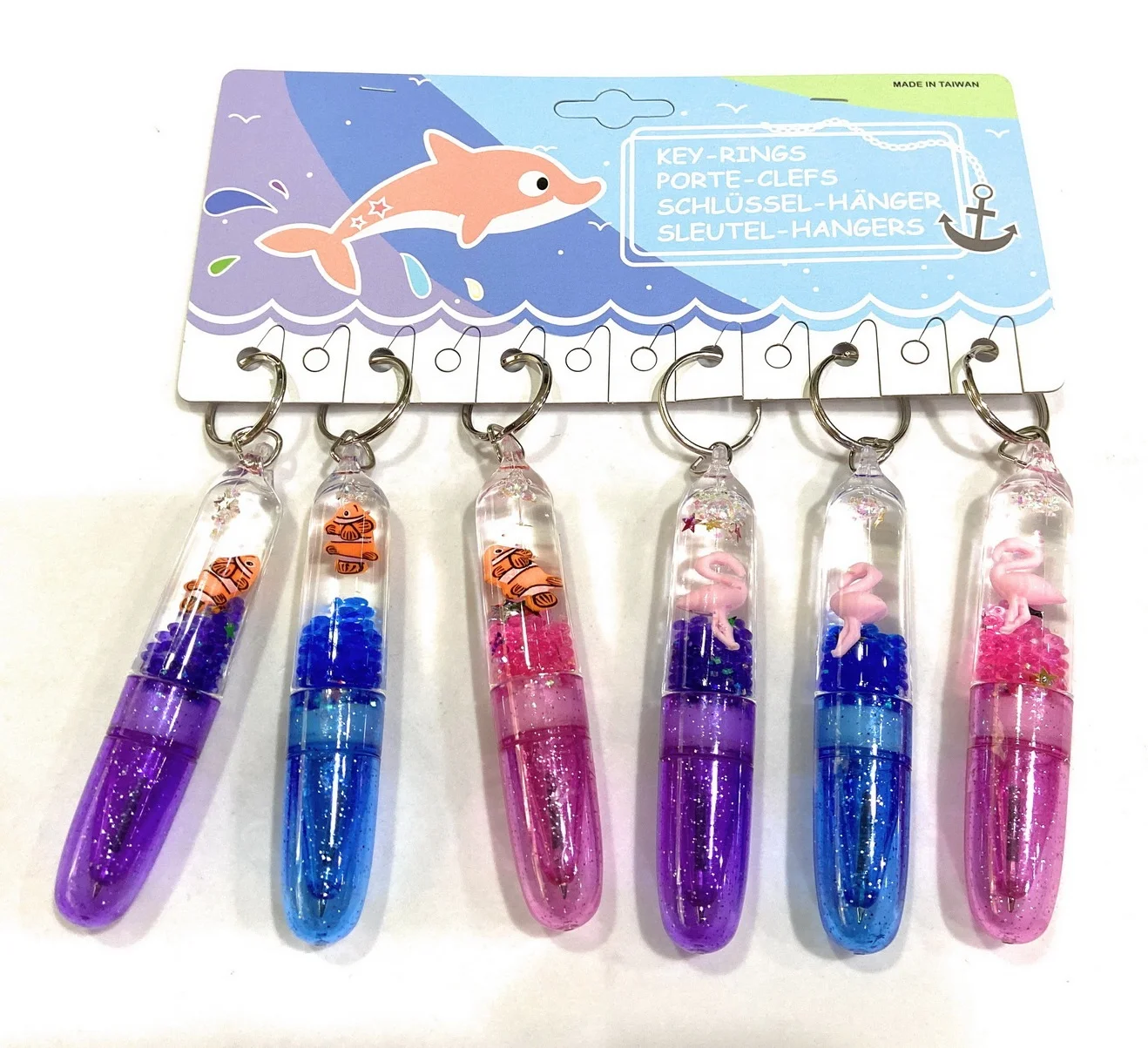 Cute Cartoon Floats Liquid Motion Keychain Pen for Kids School Stationery