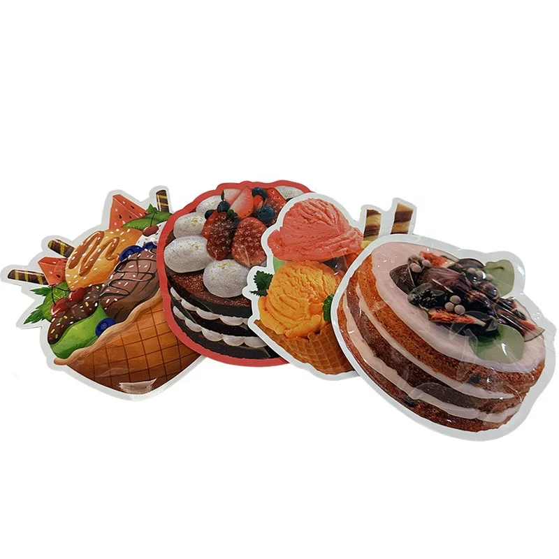 Resealable 35g 8th 3.5 Empty Cookie Candy Special Shaped Ziplock Smell Proof Cutout Die Cut Mylar Bags Custom Printed