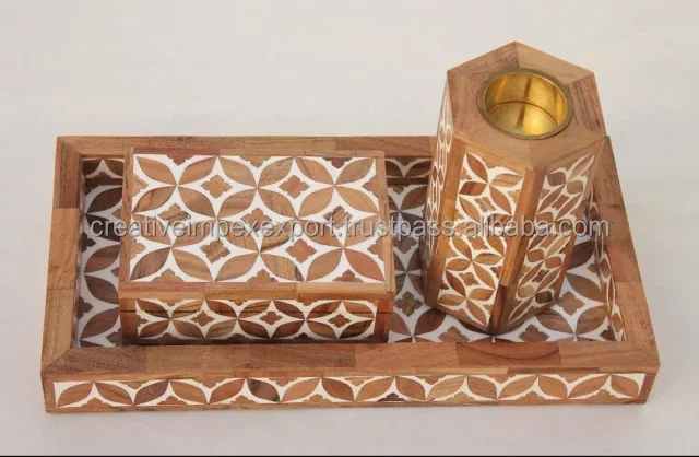 Набор курильниц ручной работы уникальный стильный поднос из дерева и смолы в арабском стиле