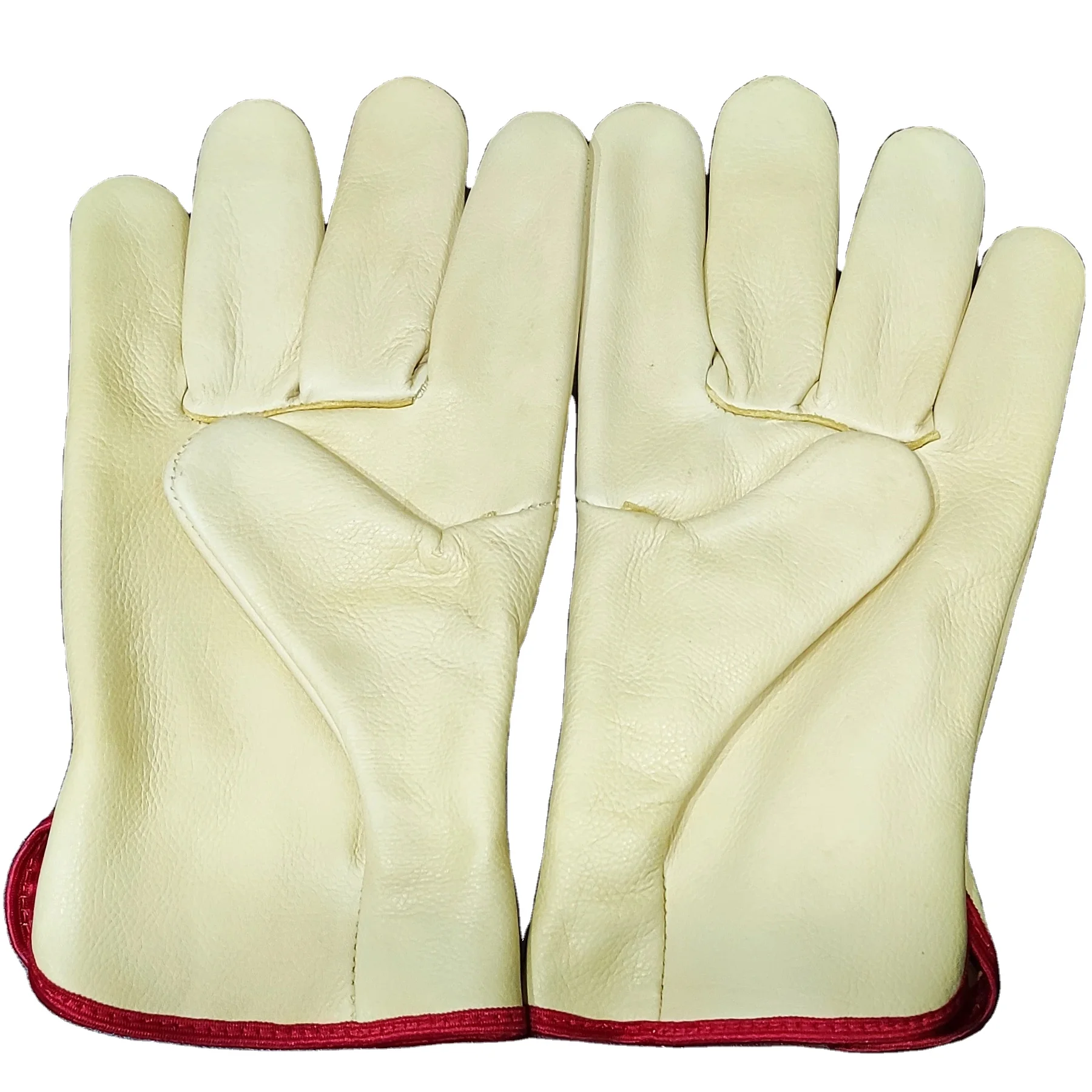 Beige Green Cow Split Leather Driving Safety Working Gloves For Men Heavy Duty Driver Mechanical  Work Gloves Hand Safety Gloves