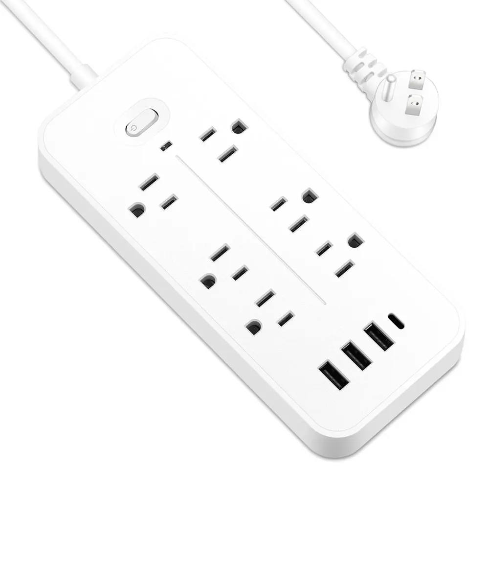 US Surge Protector 6 Hole Grounded & USB Power Strip Outlet Extender Hotel Office  3USB 6 Outlets Plug Adapter