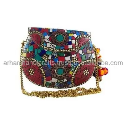 New arrival Handmade Indian Mosaic Bag with elephant design Metal Women Handbag For Parties at Wholesale Price by LUXURY CRAFTS