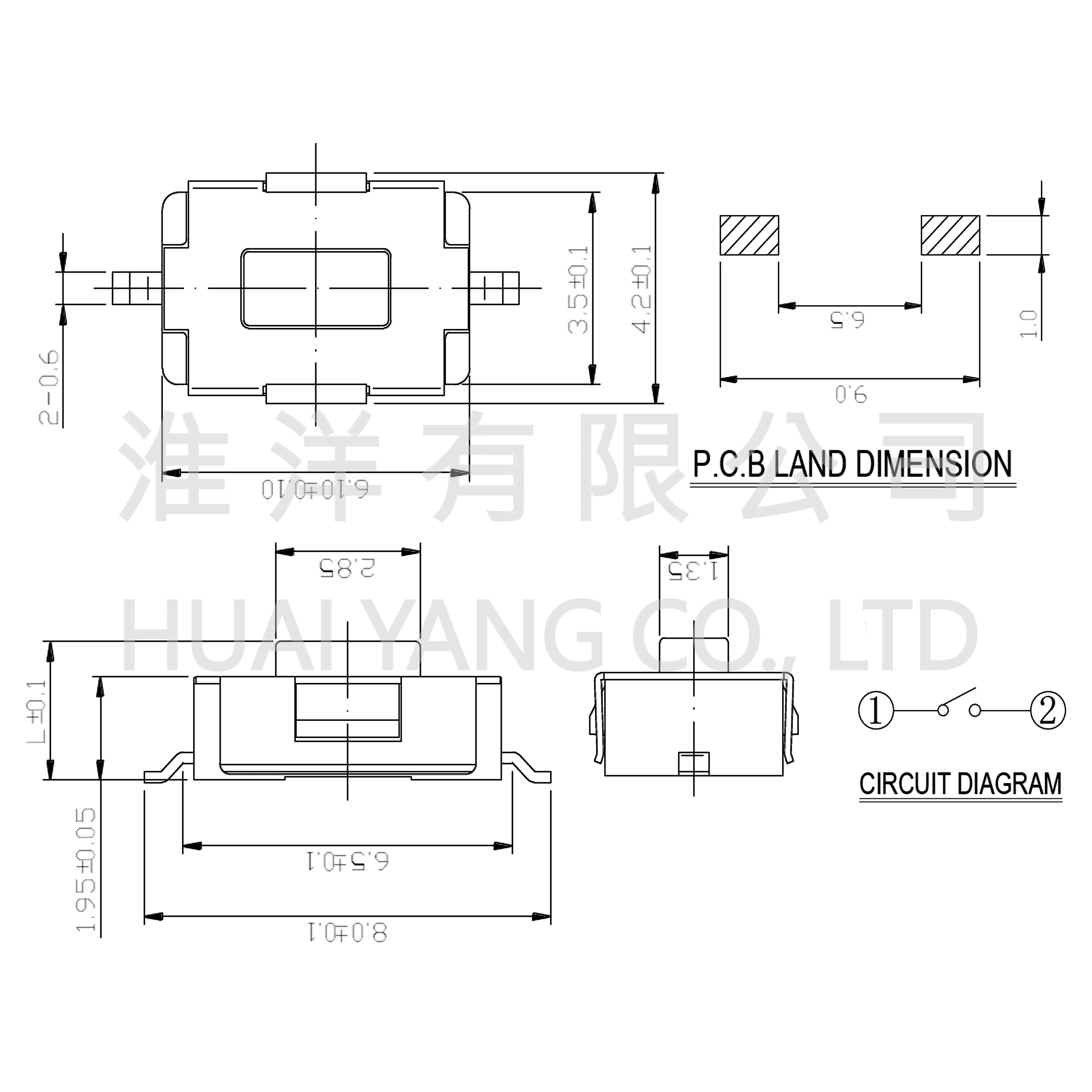 6.1X4.2 тактовый переключатель 180 SMD SMT Тактильные переключатель HTSVTBM20-025BB-R