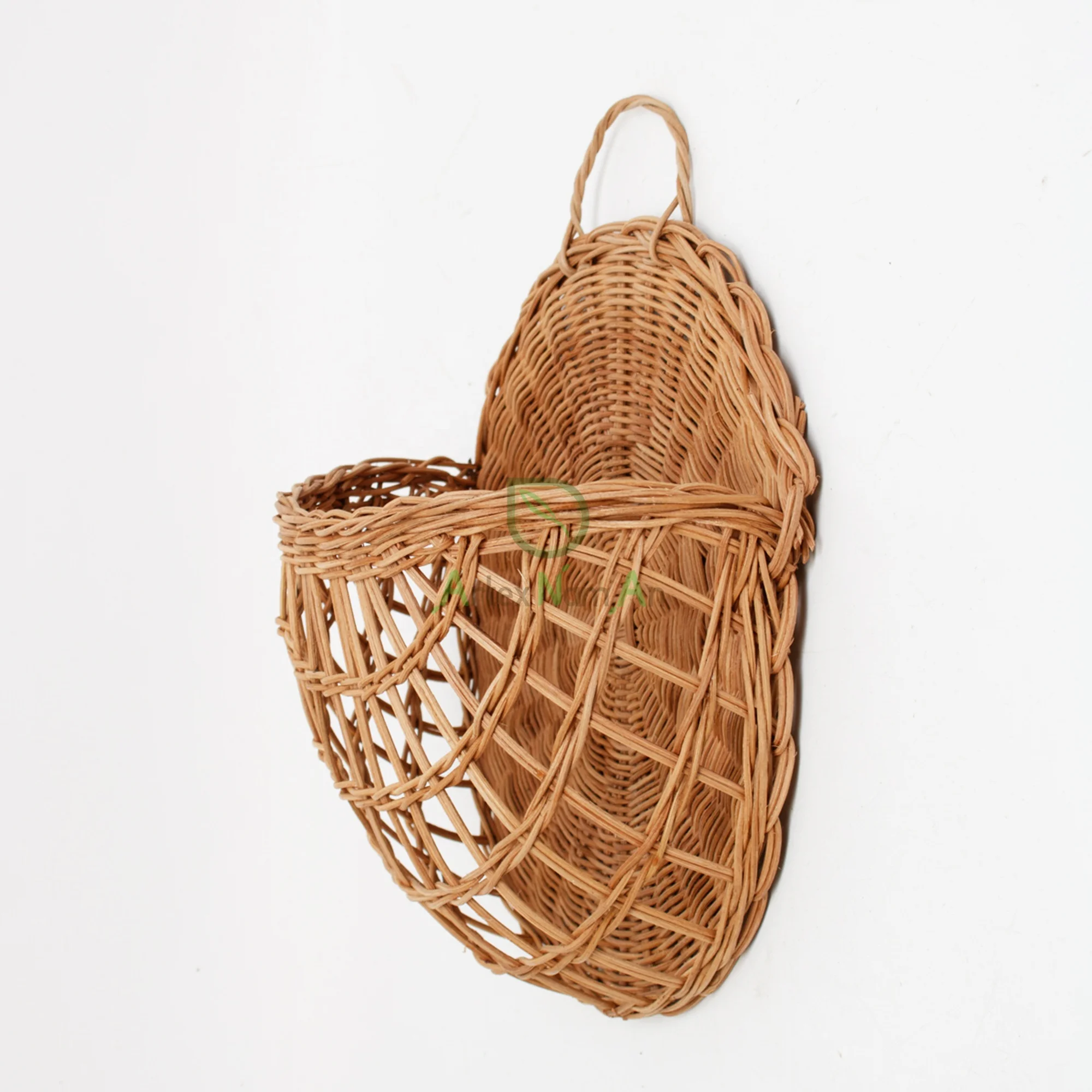 Rattan semi circle hanging basket/kitchen storage wicker hanging fruit basket/wall mounted flower basket decor