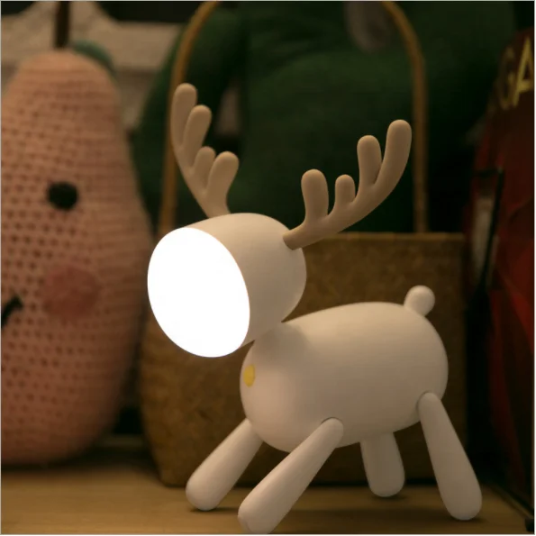 Unbelievable Deer Shaped White and Brown LED Desk Lamp with USB Charging Port for Reading Books