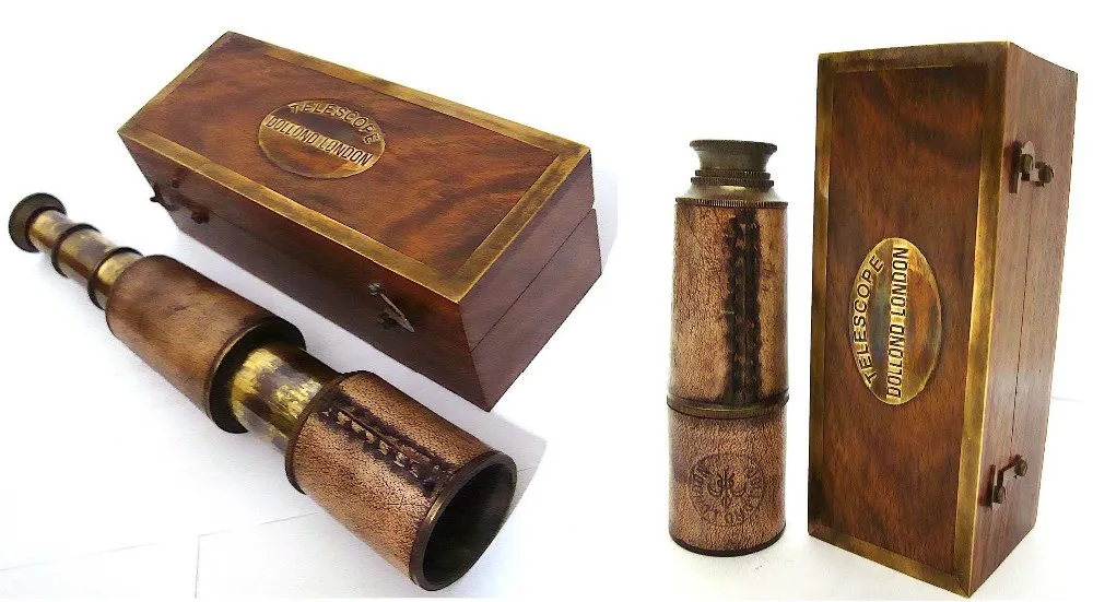 Trendy Collection Pocket Watch With Nautical Telescope Gold Colored Design European Antique Watches Nautical Collection