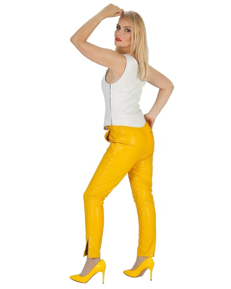 Leather Pants For Ladies High Quality Custom Made Wholesale Ladies Pure Leather Pant Champagne Color Women Fashion Pant