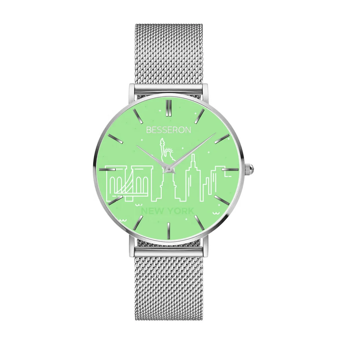 COEM Private Label Three-Hand Stainless Steel Watch Easy Reader Fluorescent Green Quartz Watch Custom Logo USA People Watch