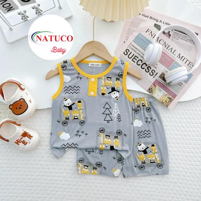 Newly Designed Solid Animal Printing Cotton Tank Tops for Age Group 0-8 Years Cool Kids Style from 8-27Kg for Baby Boys