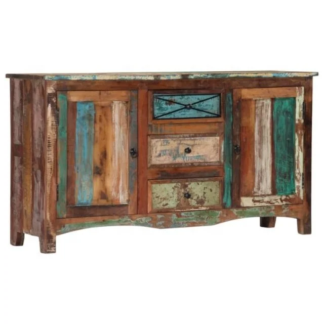 High Quality Rustic old wood classical vintage antique style accent furniture recycled sideboard drinks furniture buffet cabinet