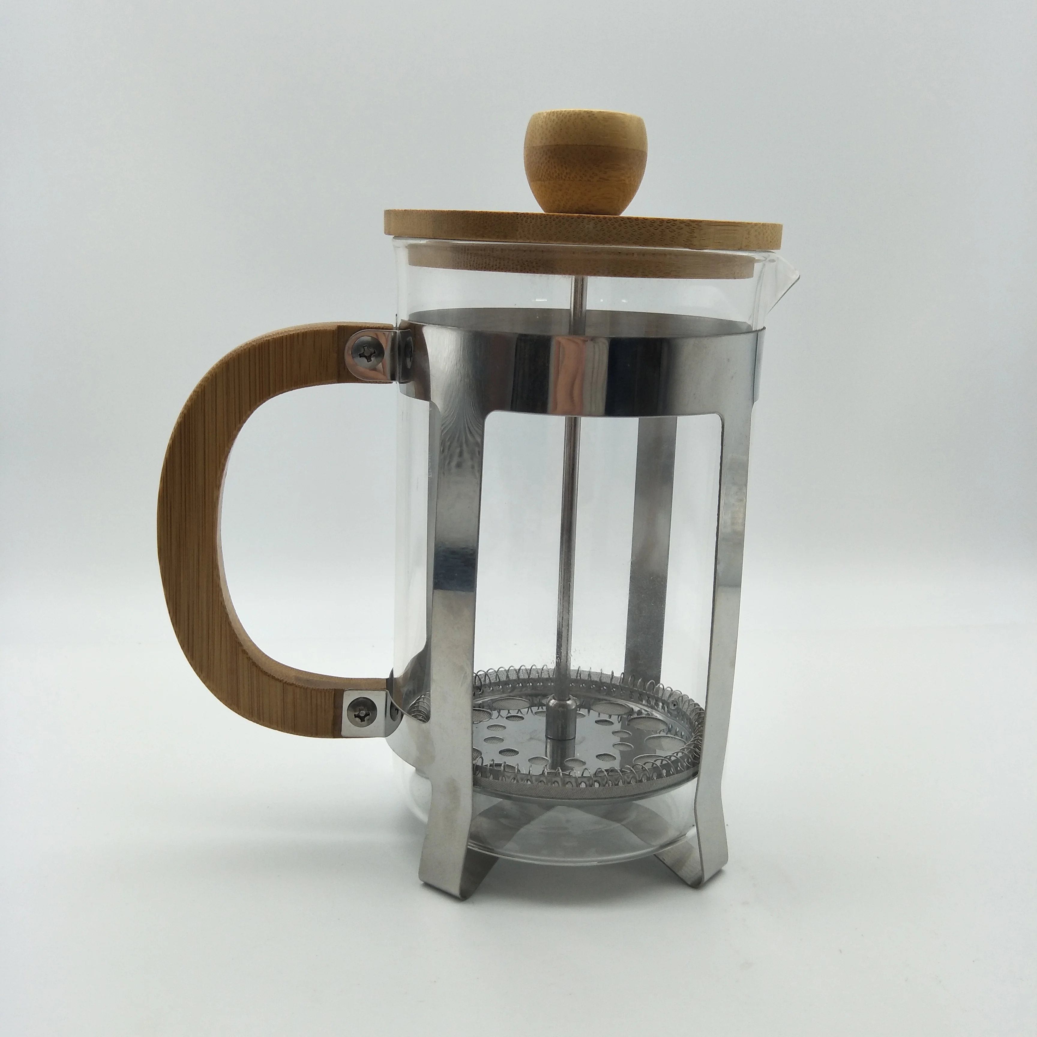 OEM Service Glass Coffee French Press Borosilicate Glass Tea Infuser Metal Lid Glass Drinkware