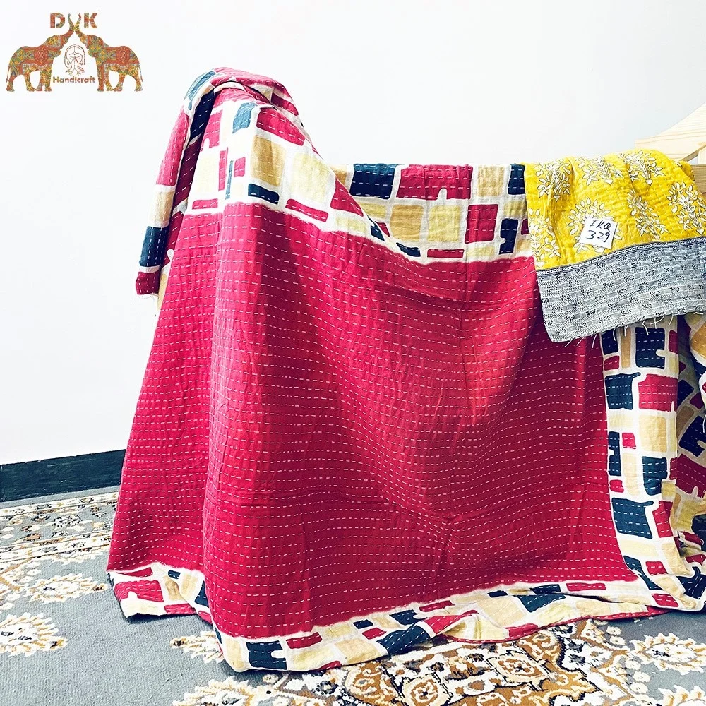 Двустороннее винтажное одеяло kantha Хлопковое оптовая продажа индийское ручной