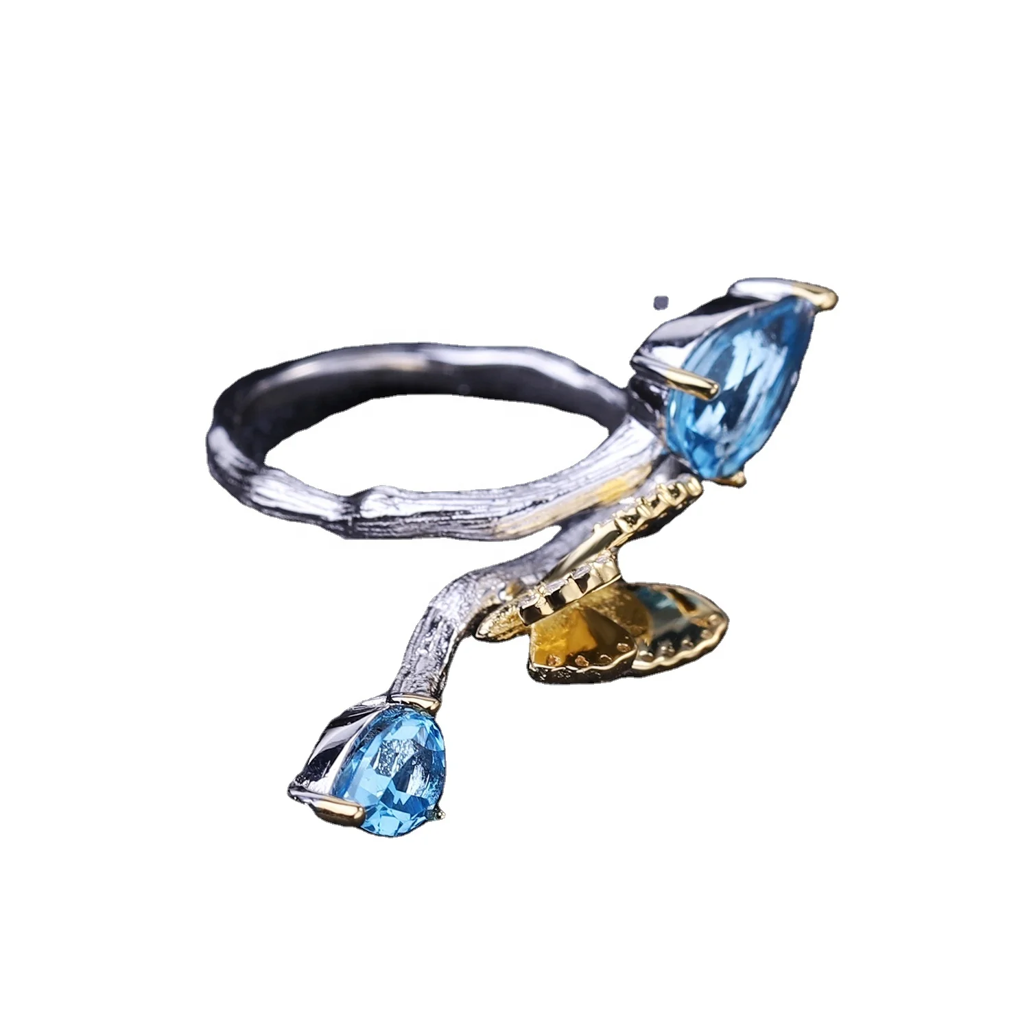 Butterfly shape 925 silver diamond sapphire