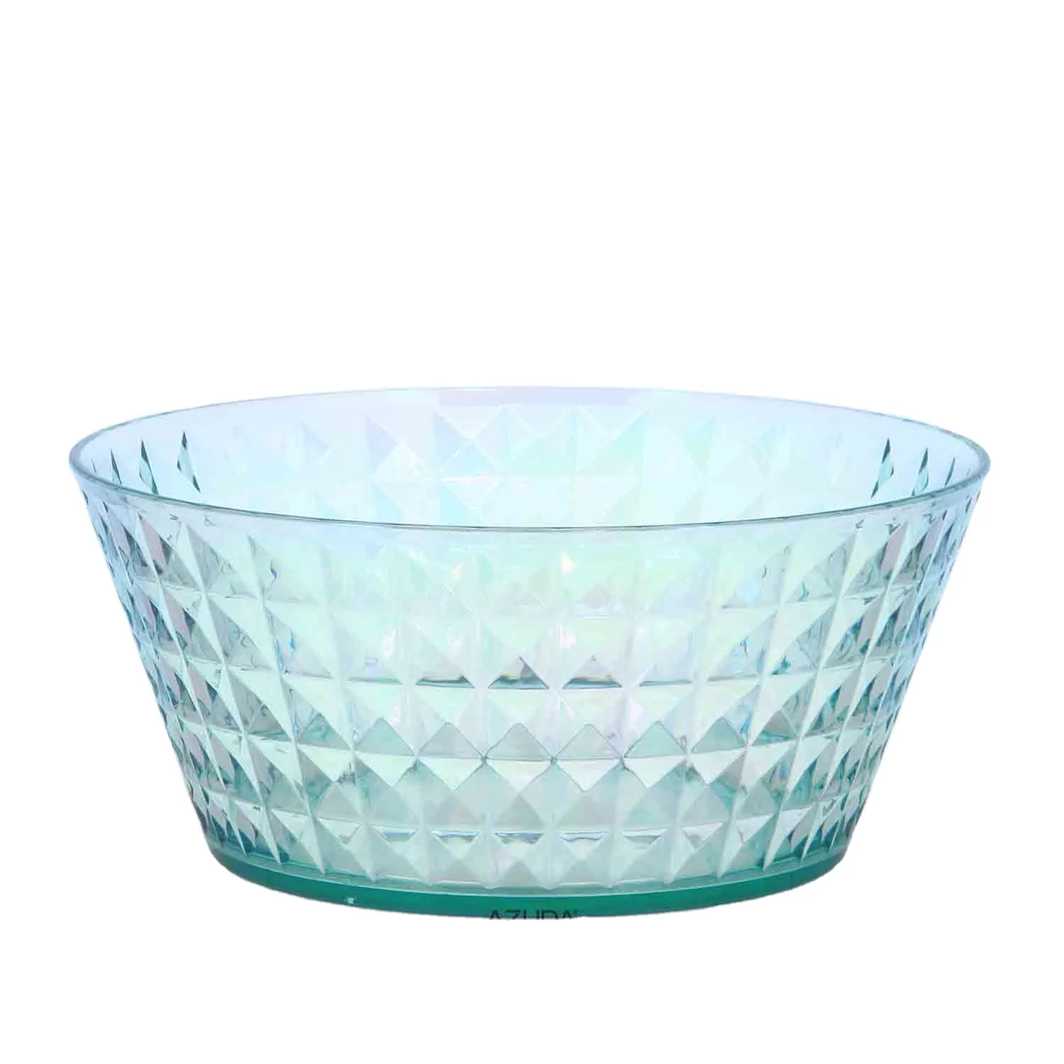 
AZUDA_AZUDA_Green Square Diamond Transparent Plastic Salad Bowl Large 