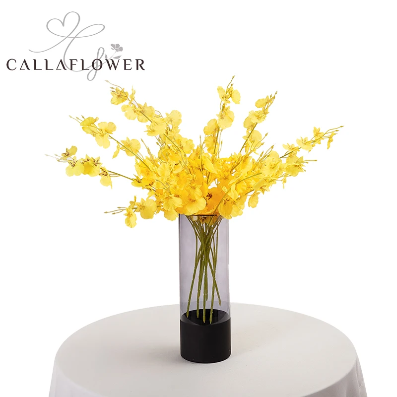 MW32101 Realistic Artificial Flower Yellow Dancing Orchid For Festive Decorations