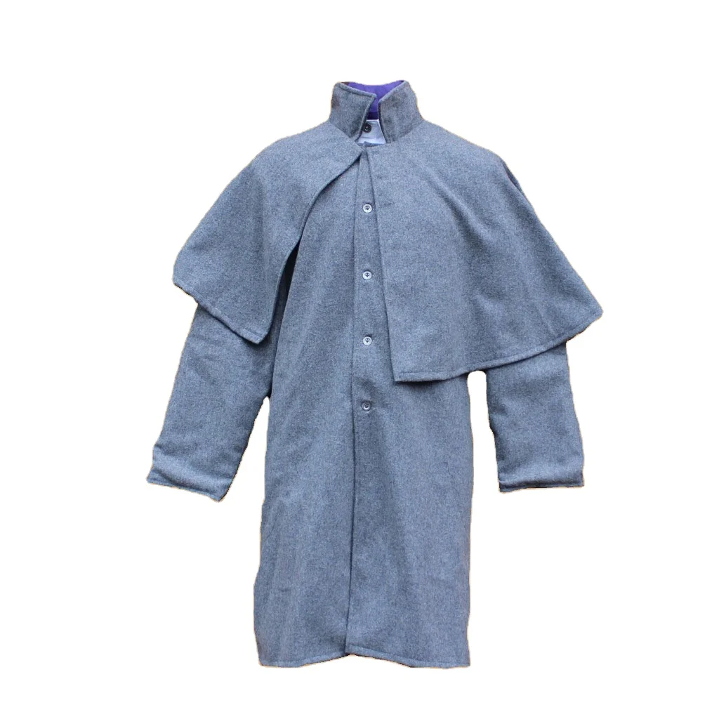 Custom 100% Wool Napoleon Coats with Single Collar Great Waterproof Overcoat for Men and Women Long Style with Fur Decoration
