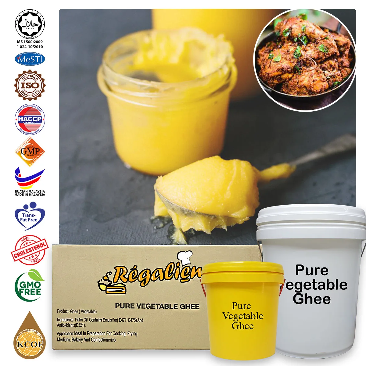 Traditional Vegetable Palm Oil Made Regalien Vanaspati Vegetable Ghee From Malaysia