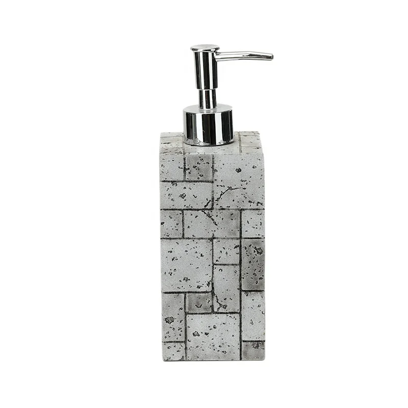 Custom Design Resin Lotion Dispenser Coloured Drawing Green Terrazzo Refillable Shampoo Container Resin Hand Soap Dispenser